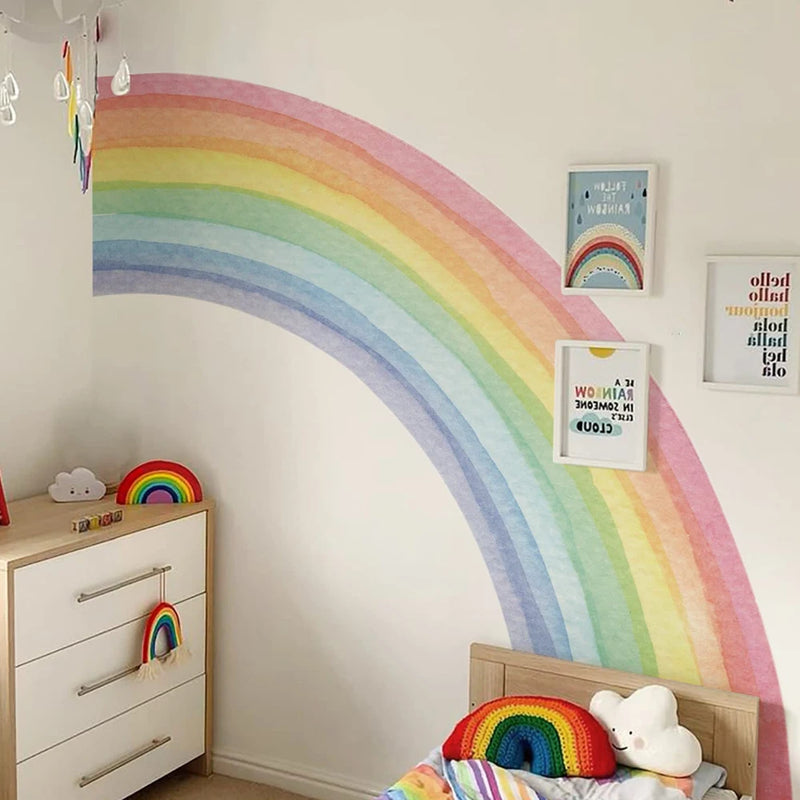 Large Watercolor Rainbow Wall Stickers For Kids Rooms Giant Child Wall Rainbow Stickers Pastel Boho Rainbow Wall Sticker