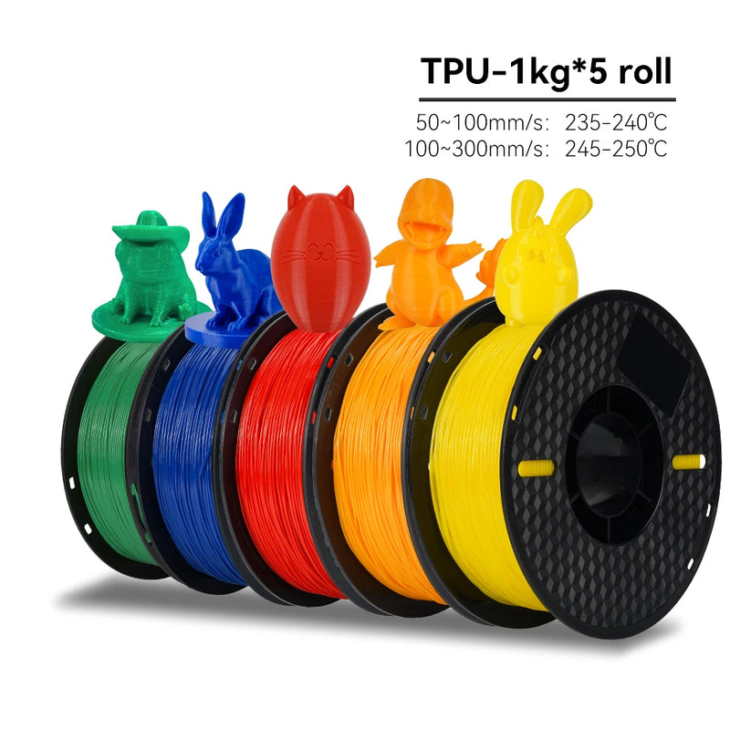KEEPANG PLA/HS-PLA/PETG/Silk PLA 3D Printer Filament 1.75mm Mix Color 5Rolls High Speed PLA Printinng Material for Bambu Lab
