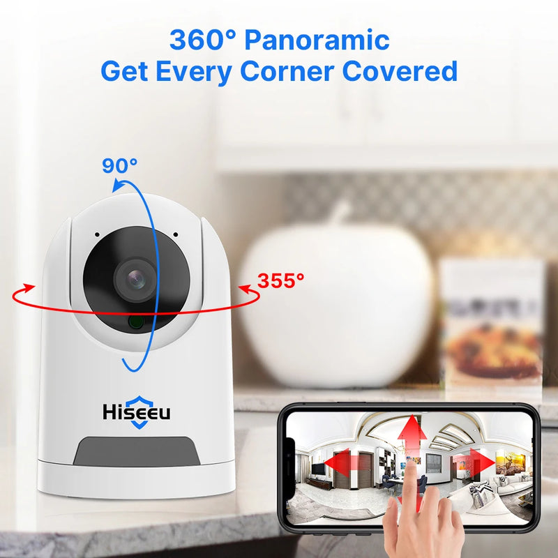 Hiseeu 2K 4MP Wifi PTZ IP Camera Smart Home 2 Way Audio Baby Monitor AI Tracking Video Surveillance Security Cameras