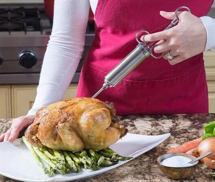 Injector Cooking Meat Injector Syringe Kit Grill Turkey BBQ Seasoning Sauce Flavor Need
