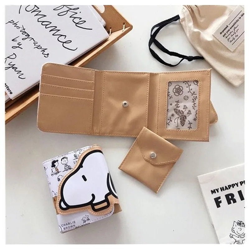 Snoopy Credit Card Holder Wallet Men Women PU Bank Cardholder Case Cute cartoon Leather Wallet with Money Clips birthday present