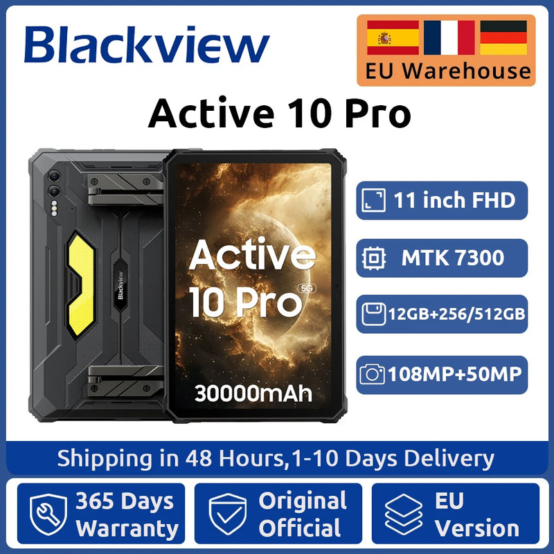 [World Premiere] Blackview Active 10 Pro Rugged Tablets 5G MTK 7300, 11" FHD+ Display, 12GB 512GB, 30000mAh Battery 108MP Camera
