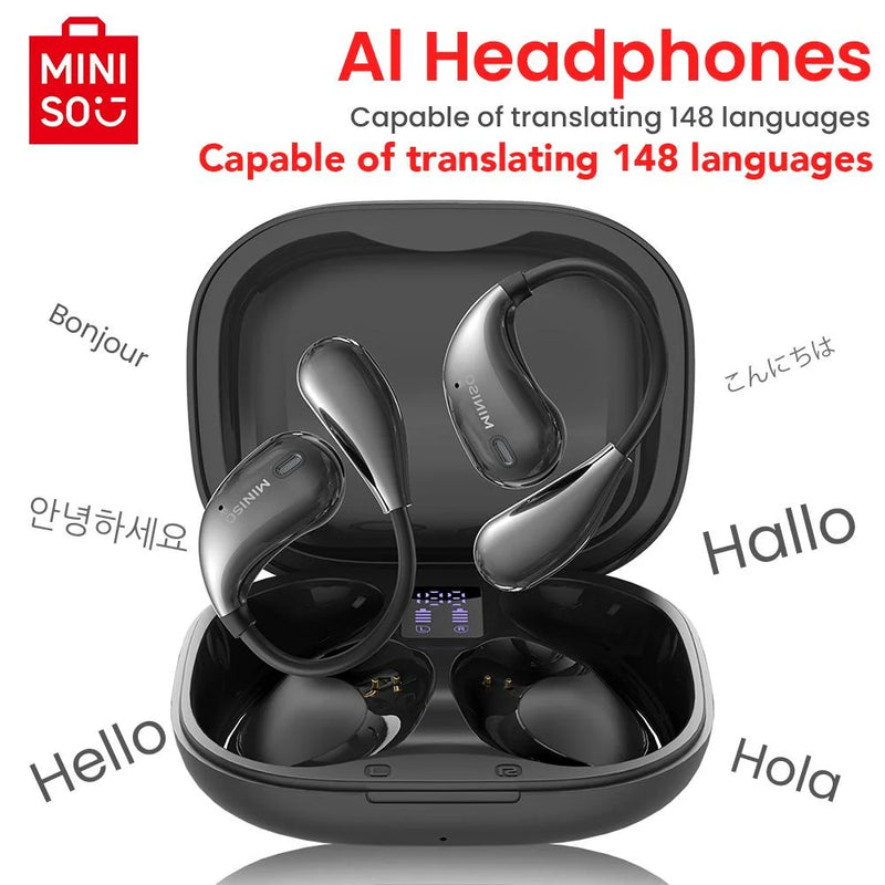 MINISO X33 Intelligent Wireless Headphones Face-to-Face Translation Bluetooth Earphones Wireless Headphones,13mm dynamic coil