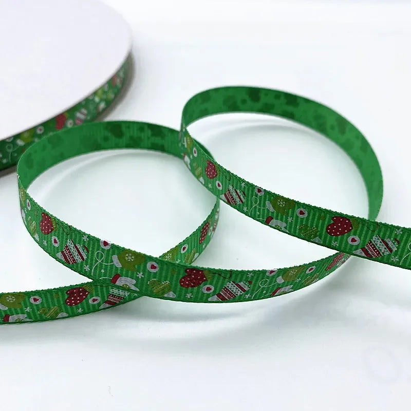 New 5 Yard 10 Mm Ribbed Christmas Ribbon Wedding Christmas Party Decoration DIY Craft Ribbon Card Gift Wrapping Supplies