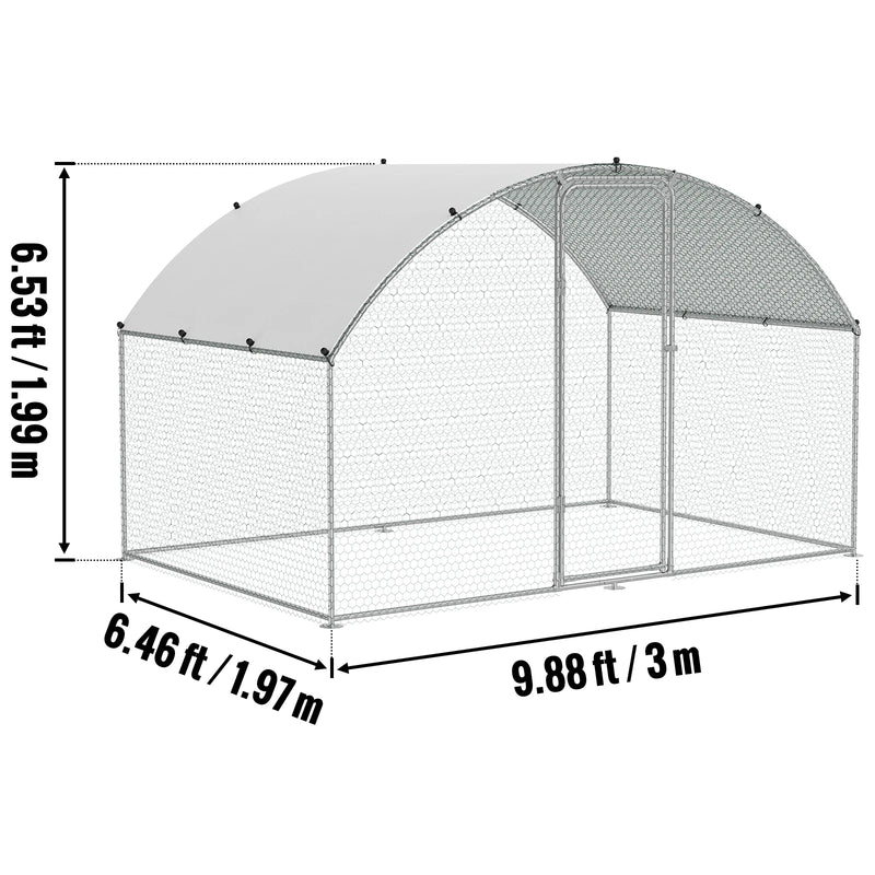 SucceBuy Large Metal Chicken Coop Walk-in Chicken Runs for Yard Spire Hen for Outdoor Backyard Farm Duck Rabbit Cage Poultry Pen