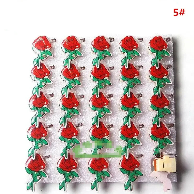 25pcs Party Love LED Flashing Brooch Pin Cartoon Light up Glow Badge Gift Cosplay Navidad Wedding Festival Halloween Christmas