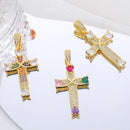 Juya DIY Luxury 18K Real Gold Plated Catholic Christian Cross Charms For Handmade Religious Talisman Pendant Jewelry Making