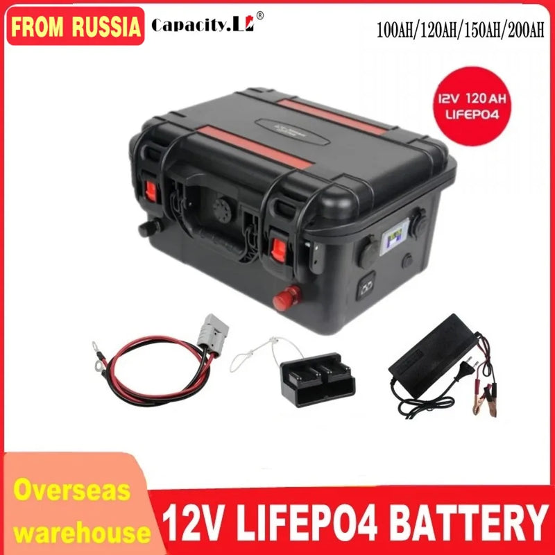 12V Lifepo4 Battery 100ah 120ah 200ah High Capacity Power Station Rechargeable Battery Pack with BMS for Outdoor Camping / Motor