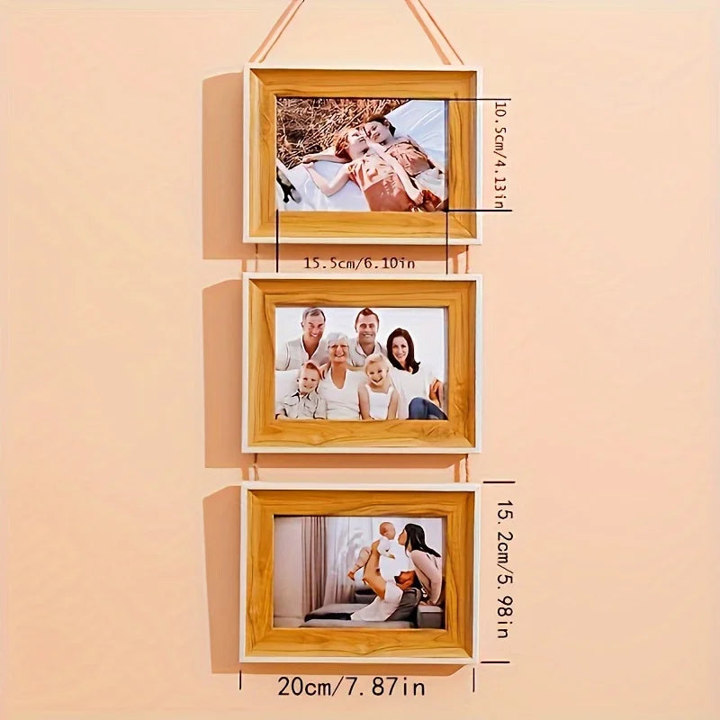 1pc 3-in-1 Combination Wall-mounted Photo Frame-Hanging Photo Frame Wall Photo Frame, Folding Photo Frame Can Display 3 Photos