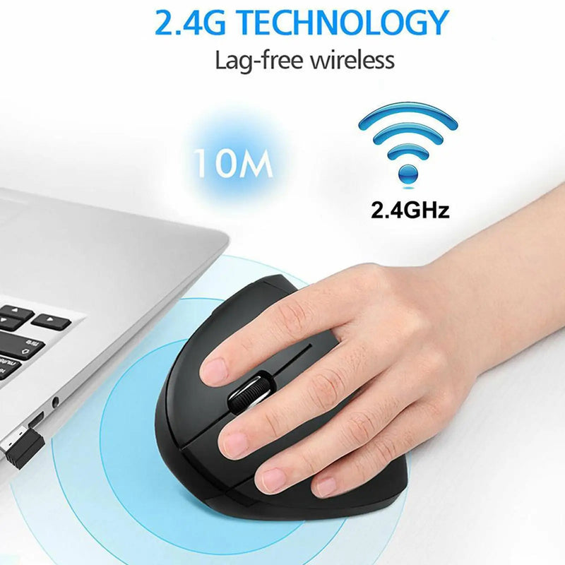 2.4G Wireless Mouse Vertical Gaming Mouse USB Computer Mice Ergonomic Desktop Upright Mouse 1600DPI for PC Laptop Office Home