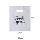 100/50/10Pcs Thank You Gift Bags Wedding Birthday Guest Gift Wrap Plastic Shop Bags Small Business Candy Pastry Store Packaging