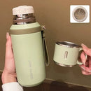 JUSTINLAU 600/800ML Thermos Cup Kitchen Vacuum Flasks with Tea Strainer Stainless Steel Portable Travel Thermal Water Bottles