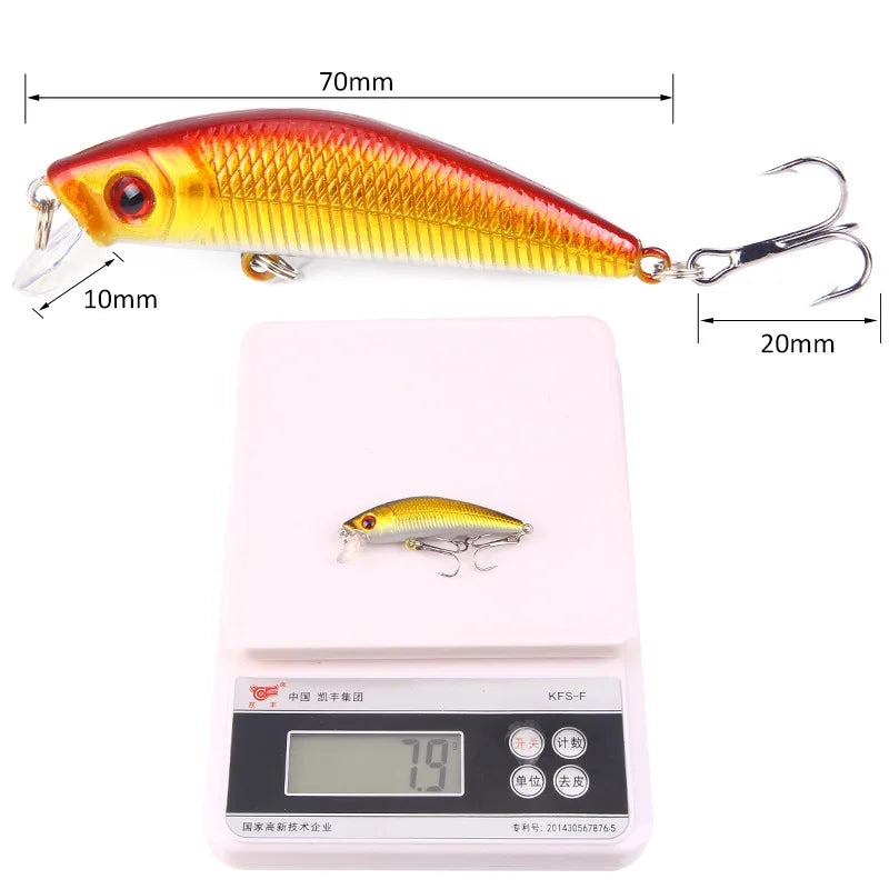 1Pc Minnow Fishing Lure Swim Hard Fishing Bait 7cm 8.5g Artificial Bait Wobbler Crankbait Carp Bass Fishing Tackle