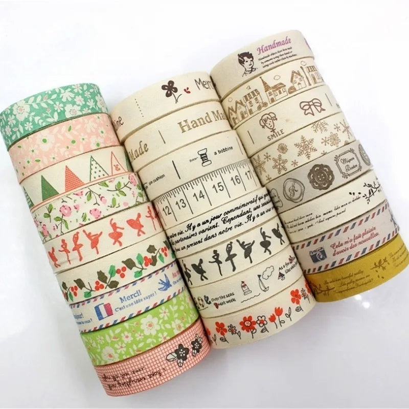 5 Yards/lot 15mm Cotton Ribbon Handmade Design Printed Gift Wrap With For Wedding Christmas Decoration DIY Apparel Sewing Fabric