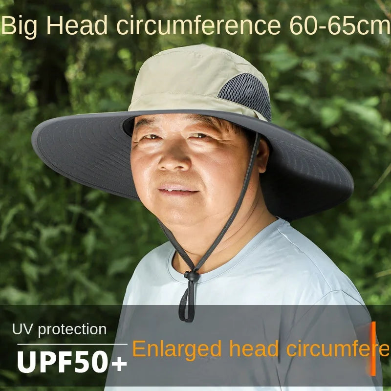 60-65cm Big Head Hat Large Size Big Head Big Face Fat Large Sun Hat man fisherman Sunscreen Cap fishing cap