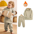 2026 Neuheiten Kleidung für kleine Mädchen Trainingsanzug 2-teiliges Set Warmer Fleece Einfarbiger Pullover+Hose Loungewear-Anzug für Kinder