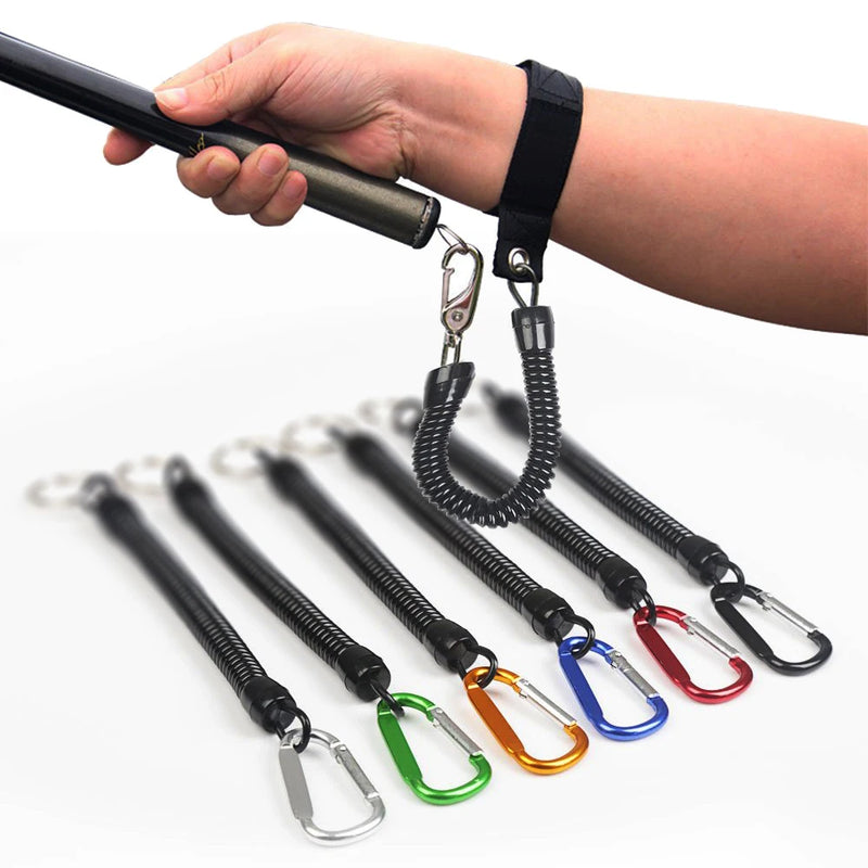 Goture 3pcs Fishing Lanyard 12cm/15cm/18cm Boating Fishing Rope Retractable Coiled Tether with Carabiner for Pliers Lip Grips