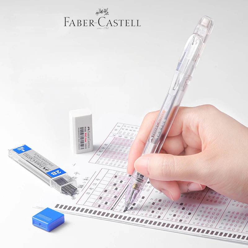 FABER CASTELL Flat Lead 1.8mm For Exam Mechanical Pencil 2B Set With Refills, Eraser Draft Drawing Art Sketching Calligraphy