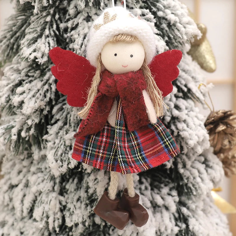 Plush Angel Doll Christmas Tree Pendant Decor Reindeer Snowman Santa Claus Doll New Year Kids Gift Christma Home Decor Navidad