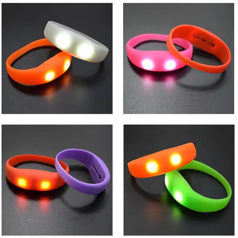 10pc Led Flashing Bracelet Light Up Bangle Wristband Voice Control Music Activated Sound LED Bracelet Glow in The Dark Party