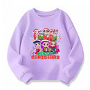 Christmas Kids Crew Neck Sweatshirt with Festive Cartoon Characters for Holiday Fun