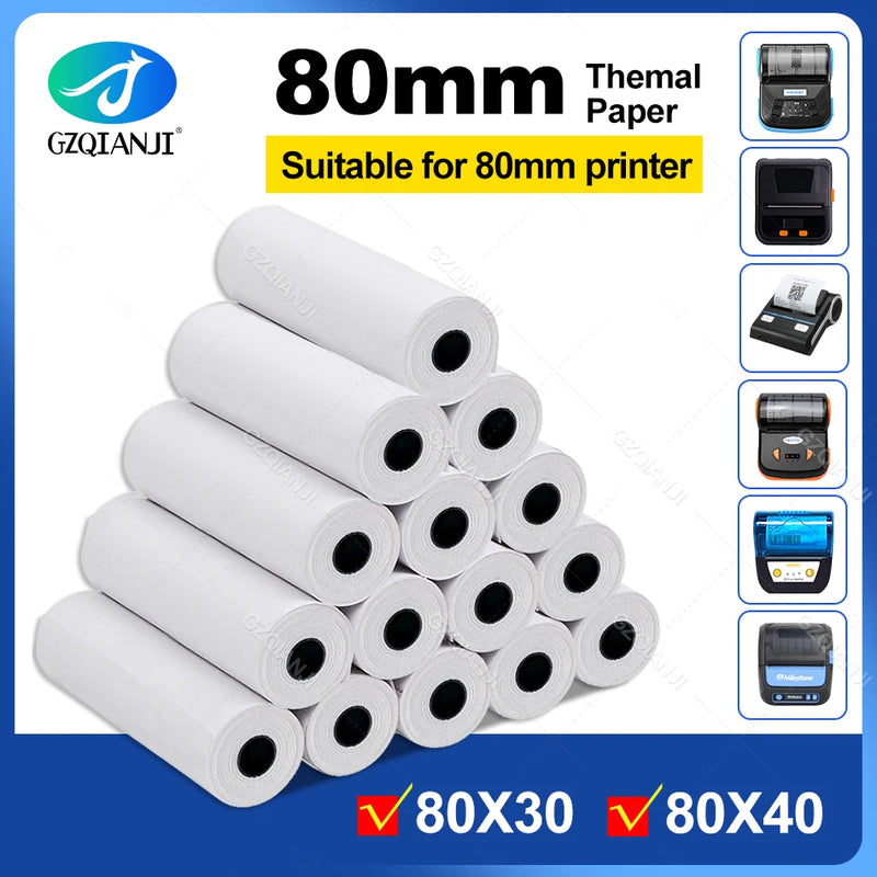 BPA free 80*30mm 40mm Thermal Receipt Paper for All Mini 3 inch Inkless Wireless Thermal POS Receipt Bill Printer Paper Roll