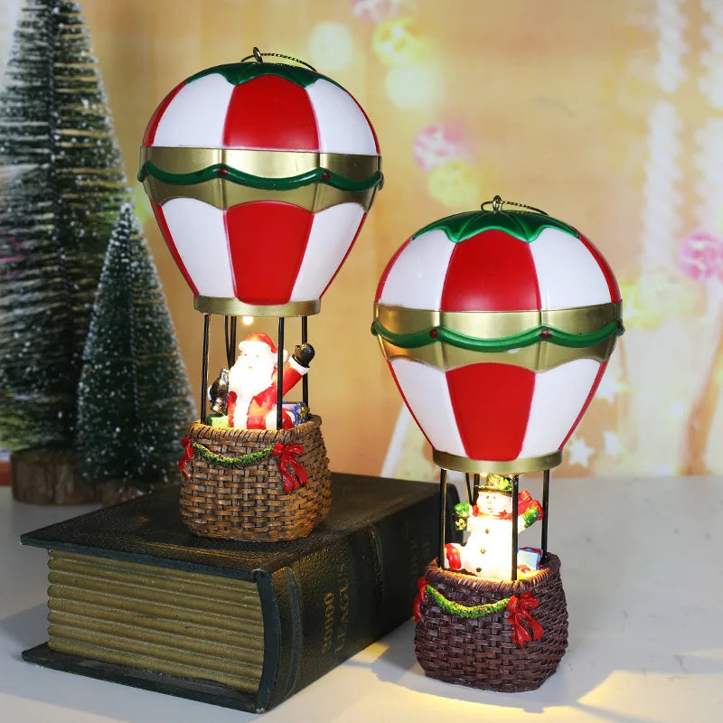 Snowman Santa Claus Christmas Kids Gifts Christmas Home Bedroom Decoration Hot Air Balloon Christmas LED Lights Decorations