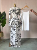 CM.YAYA 2025 Fall Women Long Sleeve Stacked Mesh See Though with Lining Bodycon Long Dress Evening Birthday Sexy Party Dresses