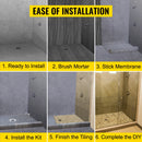 SucceBuy Waterproofing Shower Kit 48''x48'' Shower Kit Tray With Central Drain PVC/ABS Stainless Steel Grate 2 Cuttable Curb