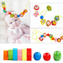 Holzspielzeug Baby DIY Spielzeug Cartoon Obst Tier Aufziehfädeln Holzperlen Spielzeug Monterssori Pädagogisch für Kinder