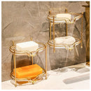 Lightweight luxury double layered soap holder for bathroom, self draining soap tray with metal bracket bathroom accessories