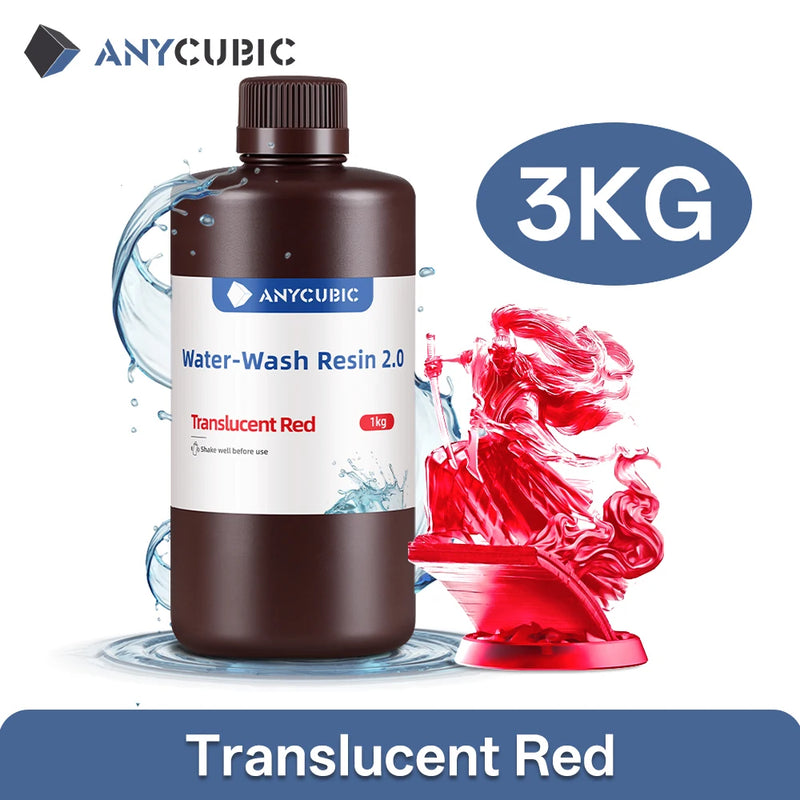 ANYCUBIC Water-Wash Resin 3kg High Precision Low Odor Low Viscosity 3D Printing Standard Photopolymer For LCD 3D Printer