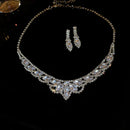 Water Droplets U-shaped Necklace Drop Earrings Two Piece Set Fashion Necklaces Inlaid Rhinestone Jewelry Sets Wedding Gift