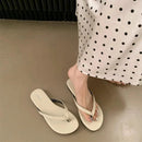 SUOJIALUN 2025 Summer New Brand Women Slipper Fashion Narrow Band Slip On Flip Flops Soft Flat Heel Outdoor Casual Dress Slides