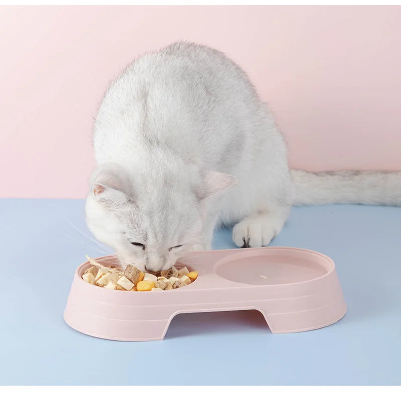 Pet Double Bowl Plastic Kitten Dog Food Drinking Tray Feeder Cat Feeding Pet Supplies Accessories Dog Accessories Pet Bowl