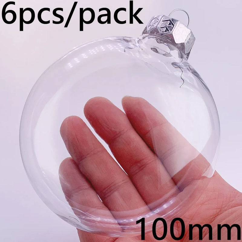 6 Pieces x DIY Shatterproof Transparent Home Christmas Decoration Bauble Ornament 80mm Plastic Window Opening Ball