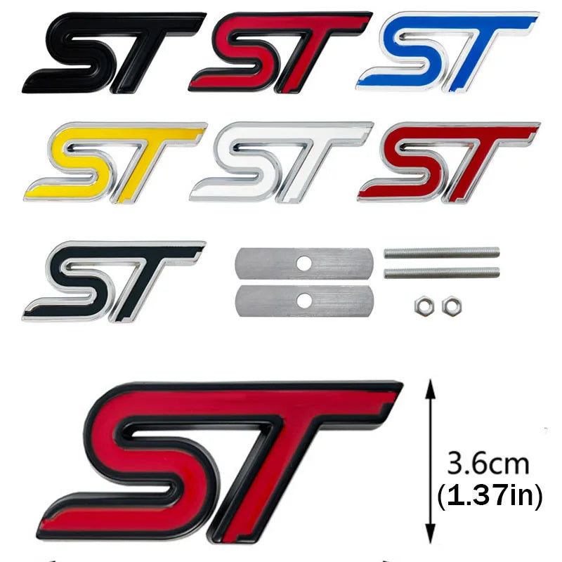 3D Metal ST Line Front Grille Emblem Badge Car Head Trunk Stickers For Ford Focus Mondeo Fiesta Explorer Styling Accessories