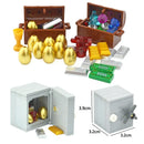 City Treasure Gold Silver Diamond Safe Box Building Blocks Jewel Dollars Cash Coin Brick Compatible Figures Accessories Kids Toy