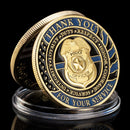 Thank You for Your Service Challenge Coin Prayer God Bless The Police Thin Blue Line Golden Plated Commemorative Coin