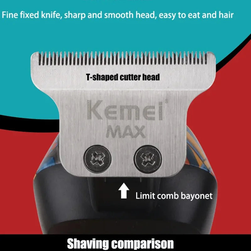 Kemei Men's Beard Hair Trimmer Electric Hair Clipper Rechargeable Body Trimer Facial Shaver Haircut Machine