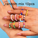 Neue koreanische bunte böhmische kleine Blumenringe Sets handgefertigte Perlen-Fingerringe für Frauen Mädchen Sommer Strand Schmuck Geschenke