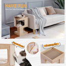 Wood Cat Condo House Bed with Removable Soft Mats Modern Cat Tree Tower with Scratching Pad Cat Scratcher Furniture Kitten Toys