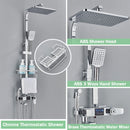 Rozin Black Smart Thermostatic Shower Faucet Set Bathroom Intelligent Rainfall Digital Mixer Tap With Rack and Bidet Bath System