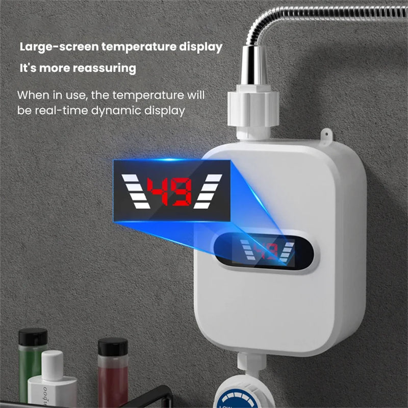 3500W Instant Water Heater Shower 220V Bathroom Faucet EU Plug Hot Water Heater Digital Display For Country House Cottage Hotel