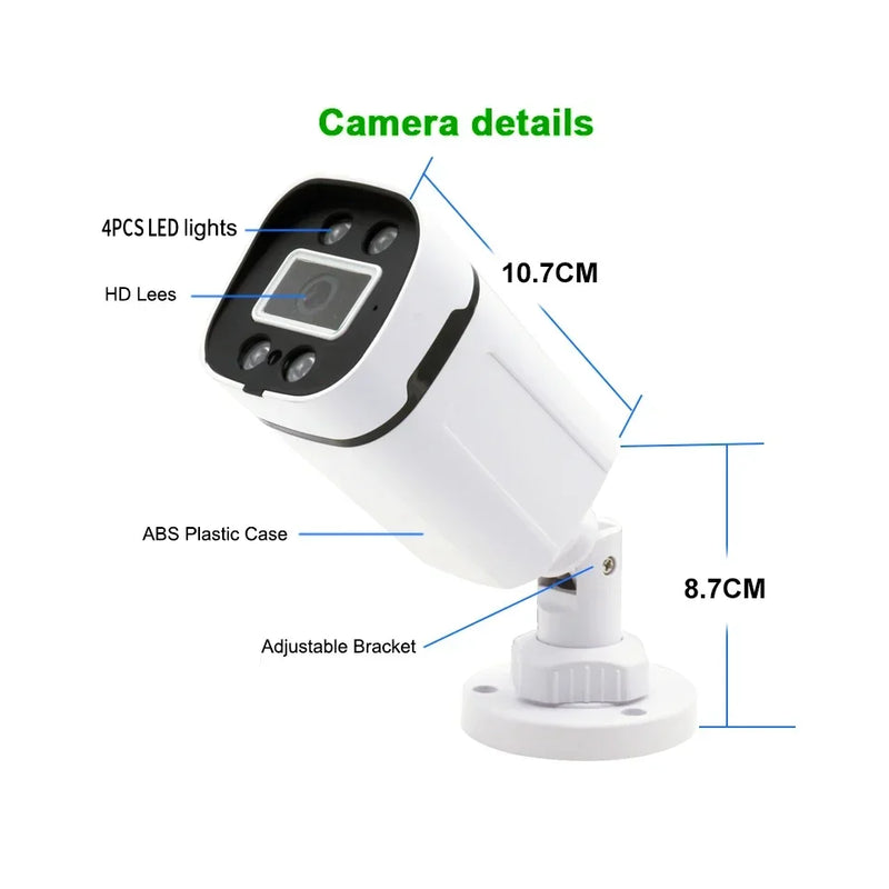 5MP 24H Full Color Night Vision CCTV AHD Camera 2MP 4MP Analog HD Auto Luminous Led Digital H265 Outdoor Street Waterproof IP66