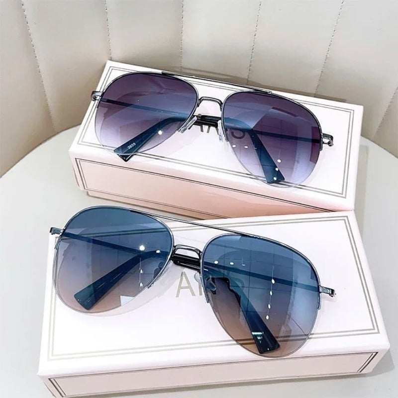 Brand Design Gradient Sunglasses Men Big Frame Pilot Sun Glasses Anti-reflective Lunette De Soleil Homme gafas de sol mujer