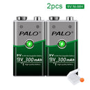 PALO 6F22 9V Ni-MH Akku 9 V 300mAh Batterien 9 Volt geringe Selbstentladung 9 Volt Batterie mit Smart Charger