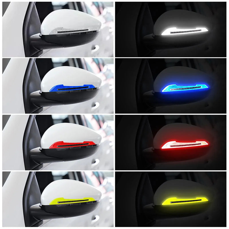 2PCS Car Reflective Sticker Car-styling Rearview Mirror Sticker Safety Warning Reflective Sticker Car Strip Stickers Exterior