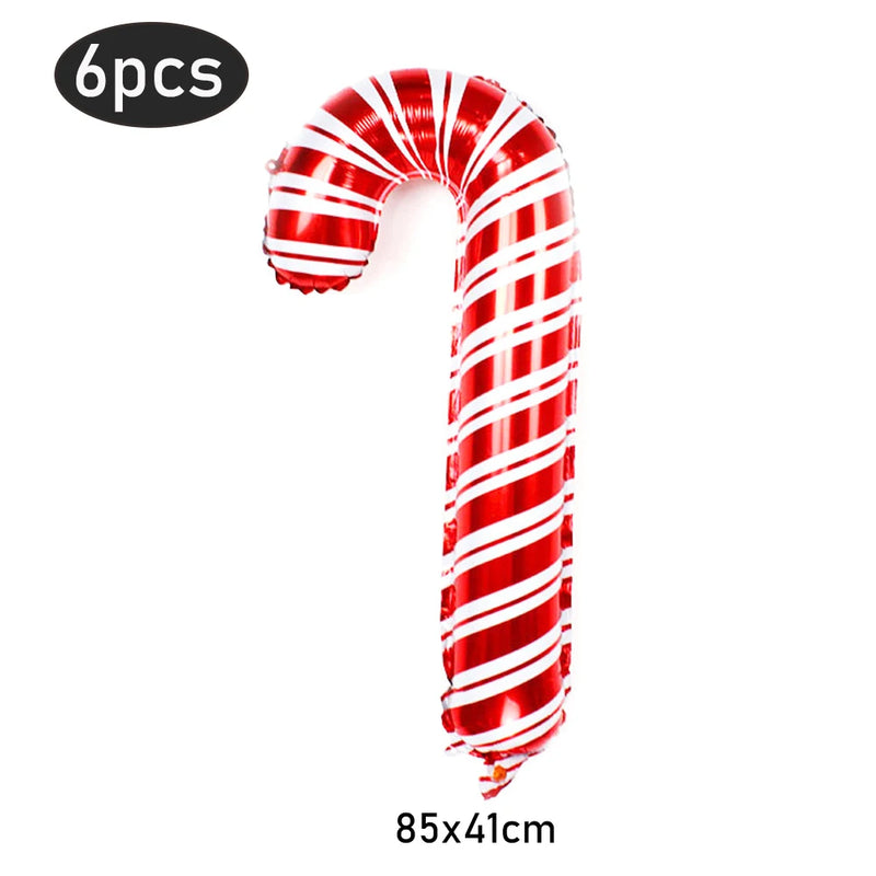 6Pcs Christmas Candy Cane Foil Balloons Round Windmill Lollipops Candy Helium Foil Balloons for Xmas Wedding Birthday Decoration