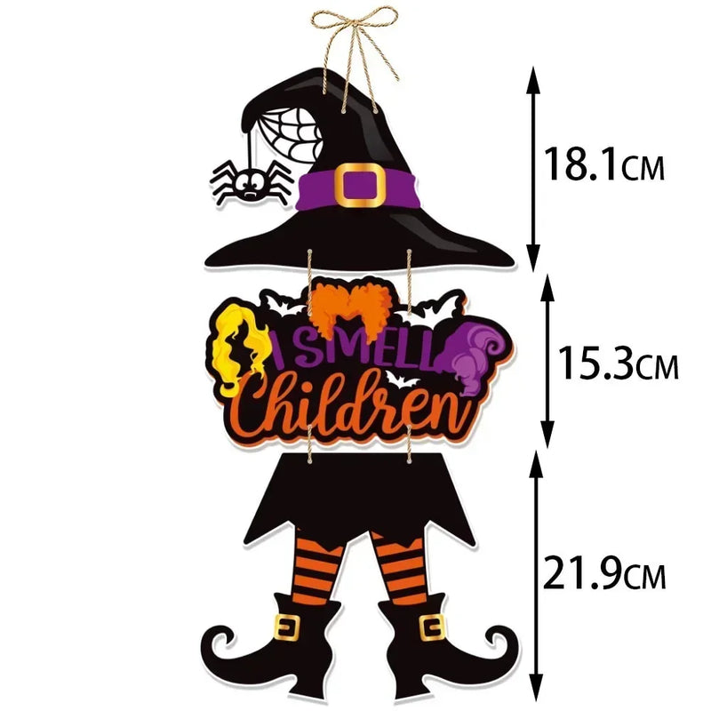 Halloween Ghost Face Pumpkin Door Hanging Bat Witch Hat Door Sign Pendant Ghost Festival Scene Layout Halloween Party Decor